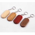 256MB Oval Wooden USB 2.0 Flash Drive w/ Keyring